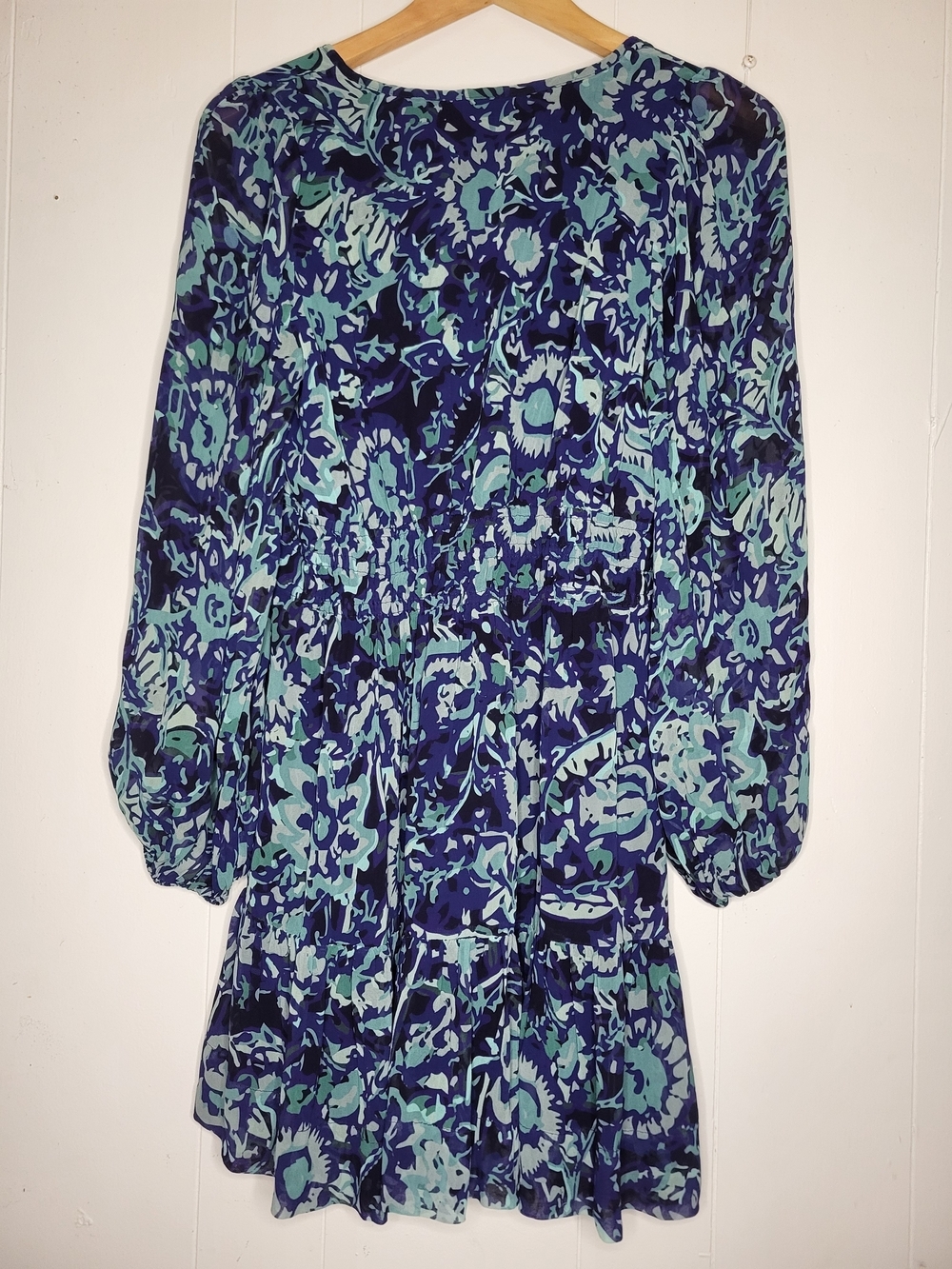 Anthropologie Blue and Teal Floral Print Dress - Picture 9 of 9
